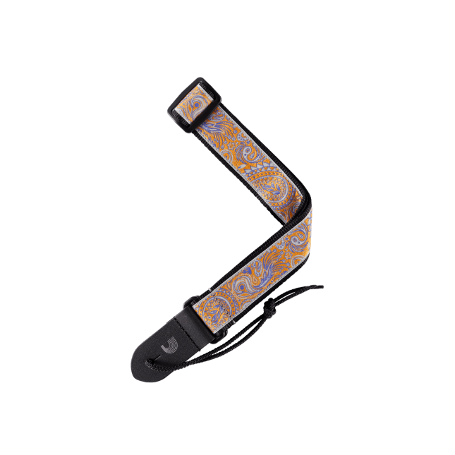 D Addario Jacquard Ukulele Strap Paisley Grey/Orange