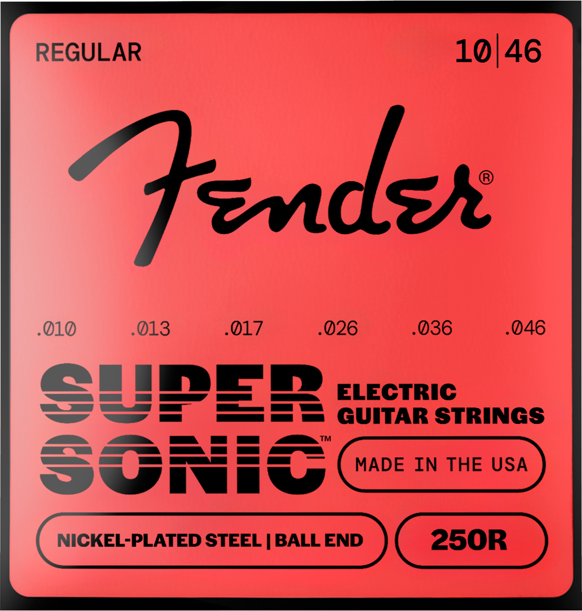 Fender Super 250 Guitar Strings Nickel Plated Steel Ball End 250R 10-46