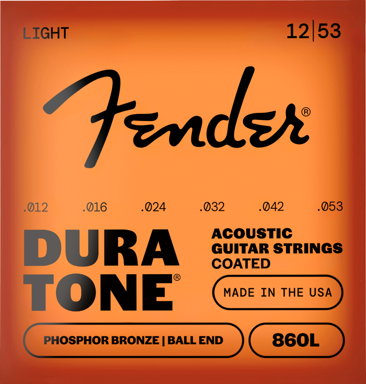 Fender 860L Phosphor Bronze Dura-Tone Coated Acoustic Strings 12-53