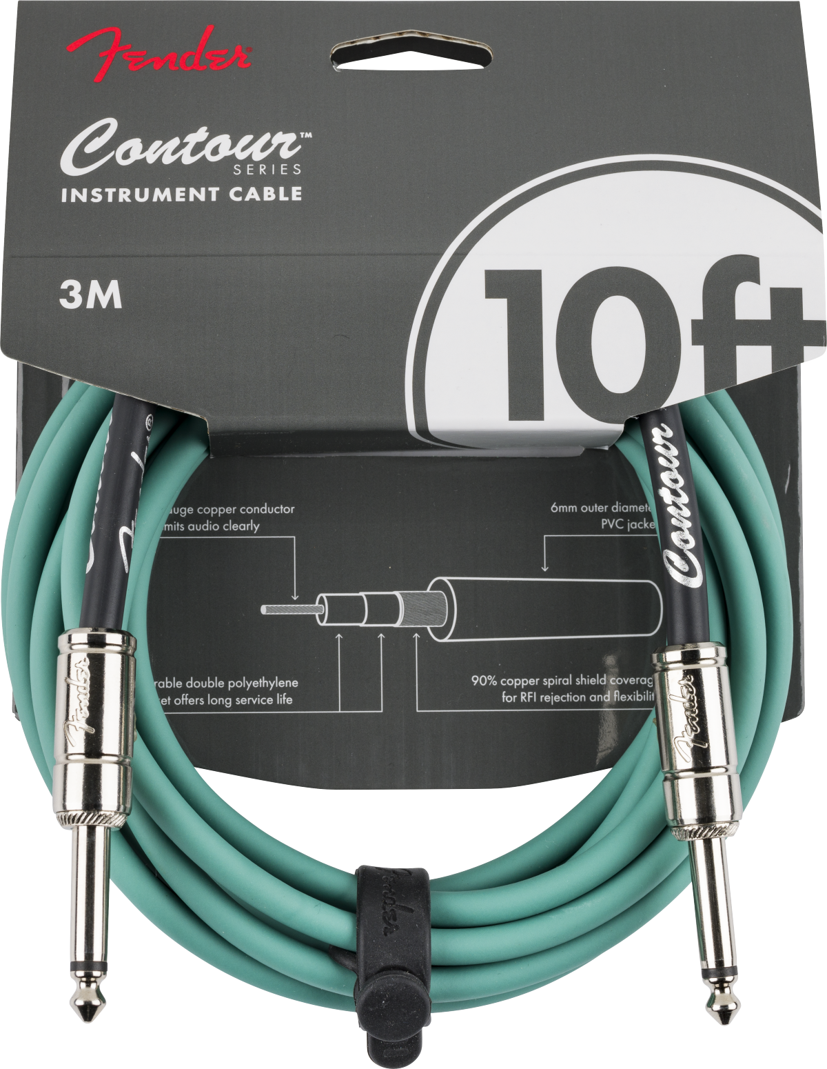 Fender Contour Instrument Cable Sherwood Green 10ft