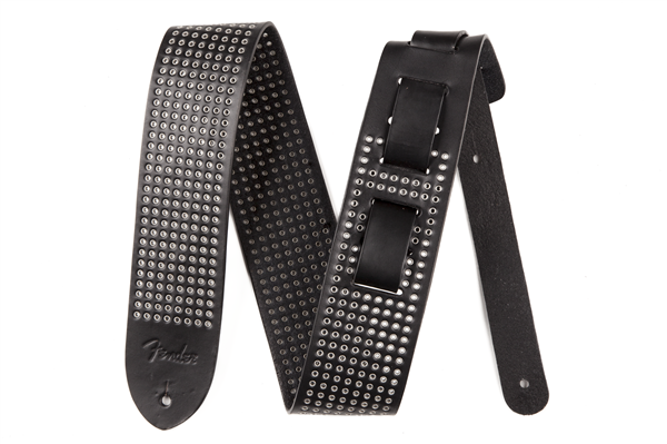 Fender 2.5 Inch Leather Small Rivets Strap Black