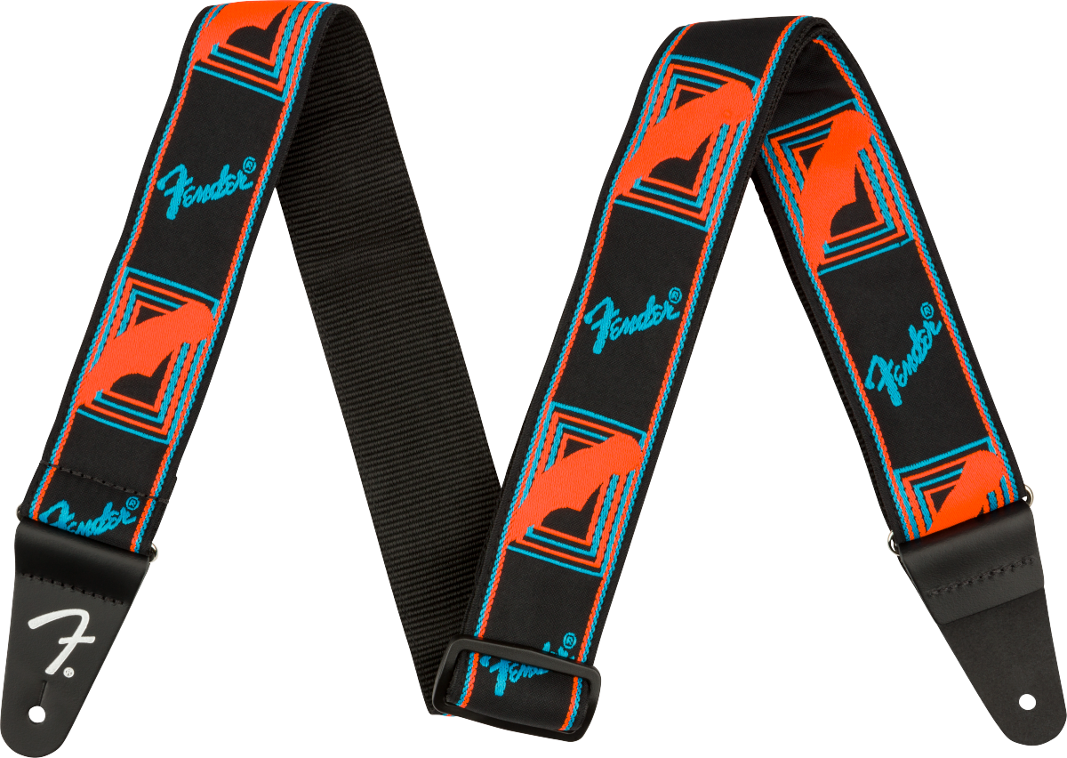 Fender Neon Monogrammed Strap Blue and Orange 2in