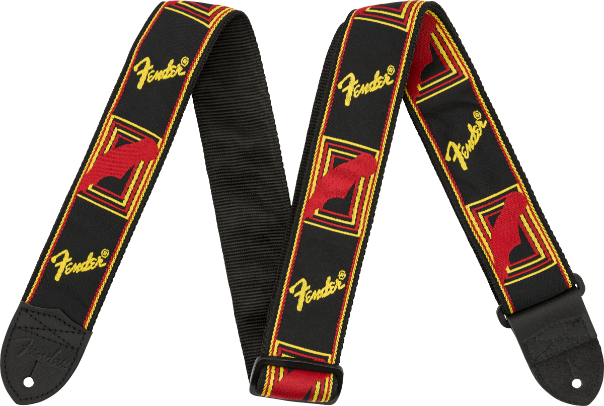 Fender Monogrammed Strap Black/Yellow/Red