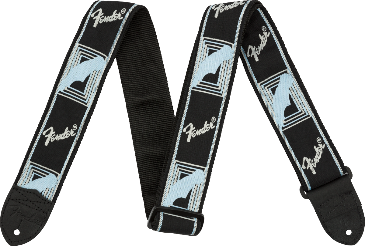 Fender Monogrammed Strap Black/Light Grey/Blue