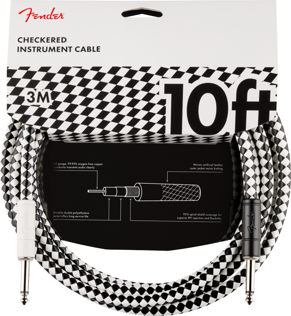 Fender Pro 10ft Instrument Cable - Checkerboard