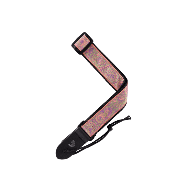 D Addario Jacquard Ukulele Strap Paisley Pink/Green