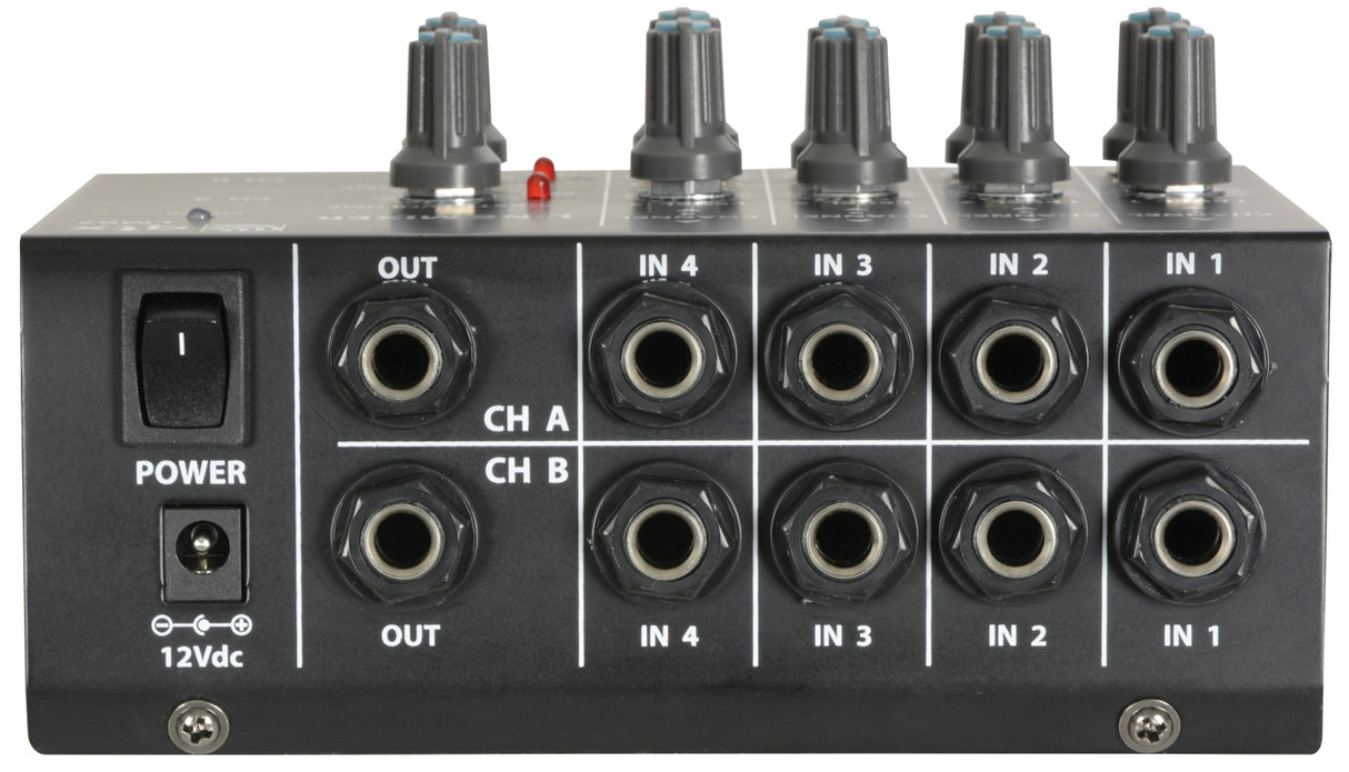 QTX LM82 Mini Line Level Mixer -4 stereo jack