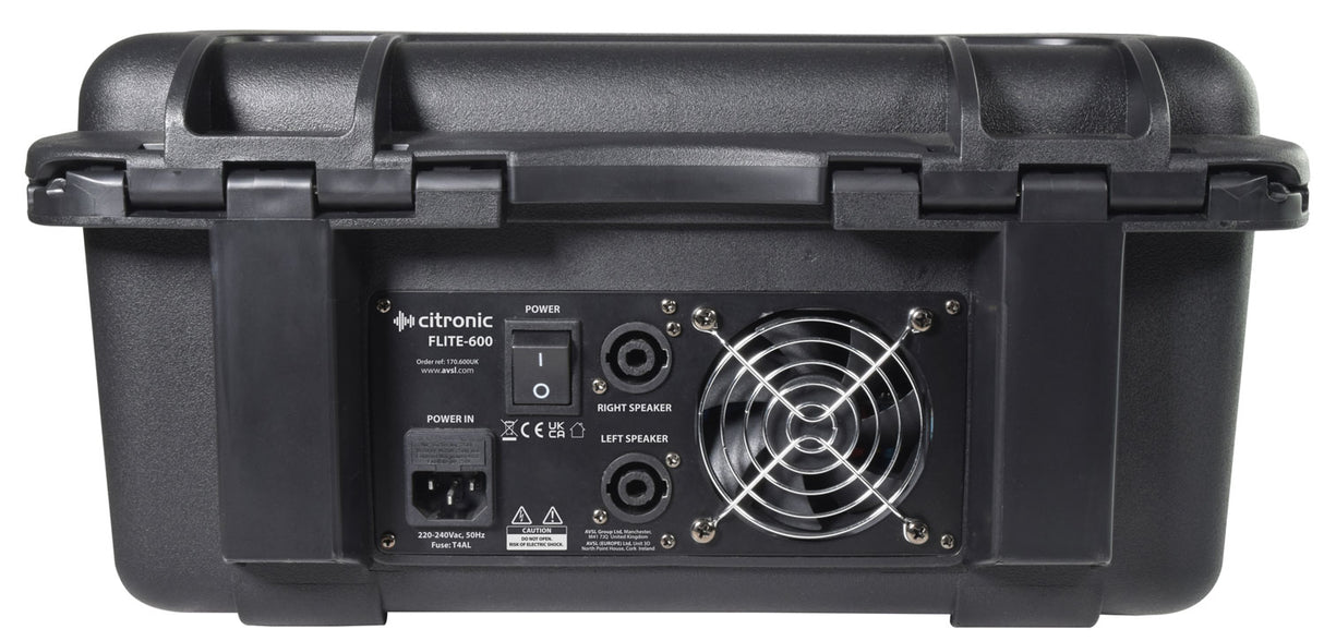 Citronic FLITE-600 Powered Mixer 2 x 300W with 2 UHF Mics and DSP Effects