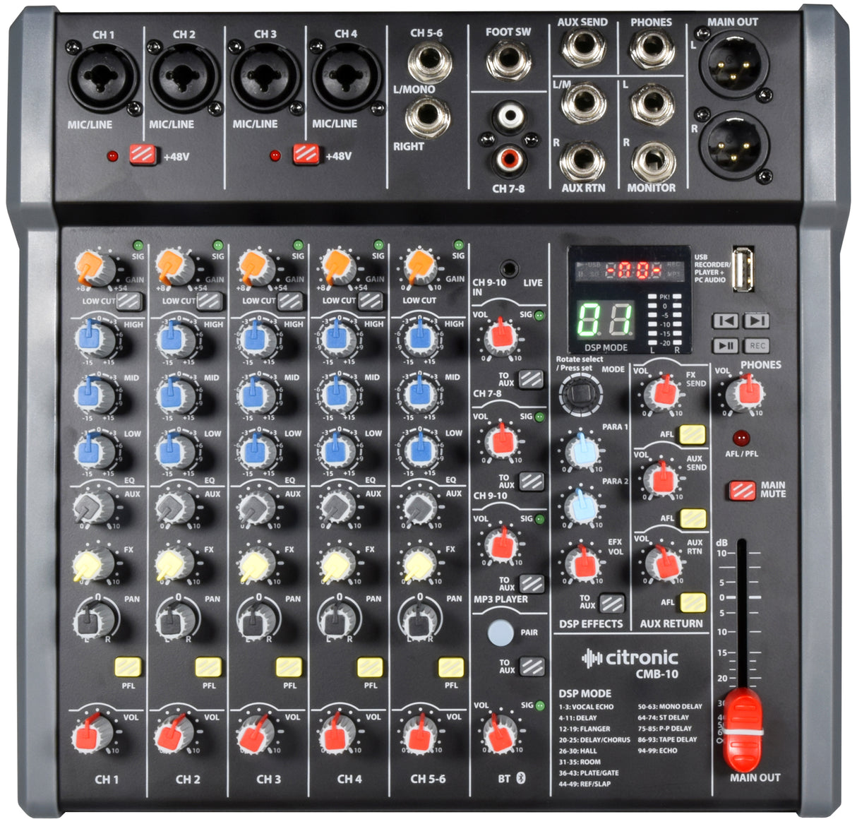Citronic CMB-10 Mixing Console With DSP - USB - Bluetooth