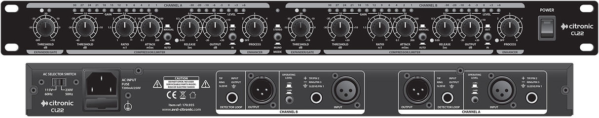Citronic CL22 Stereo Compressor - Limiter - Gate