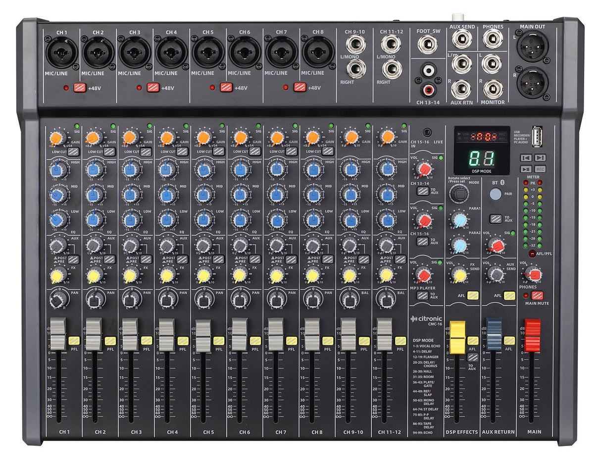 Citronic CMC-16 Mixing Console With DSP Effects - USB - Bluetooth