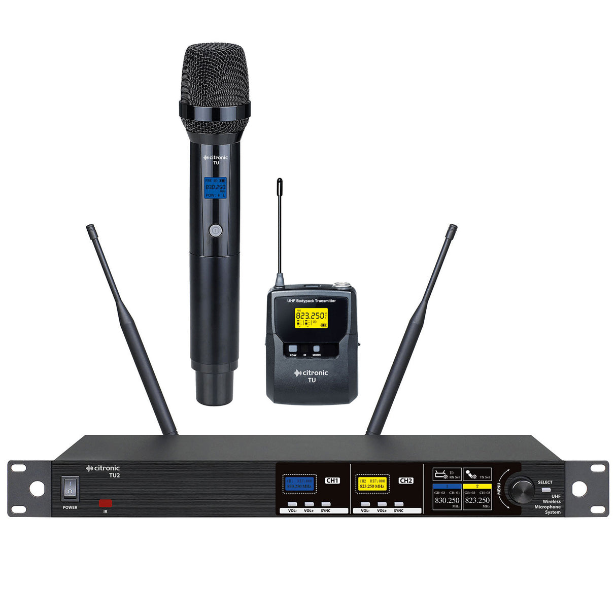 Citronic TU2-C Dual PLL Tuneable UHF Wireless Microphone System