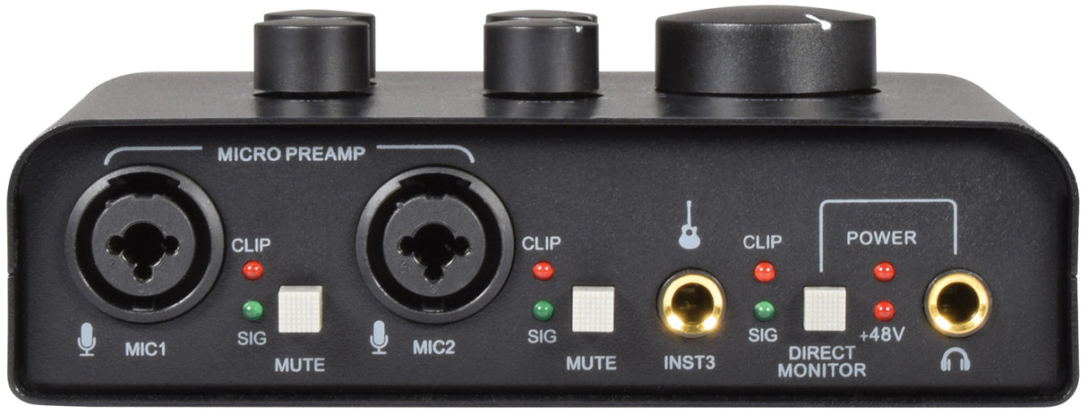 Citronic USB2+1 - USB Audio Interface - 2 Microphone + 1 Instrument