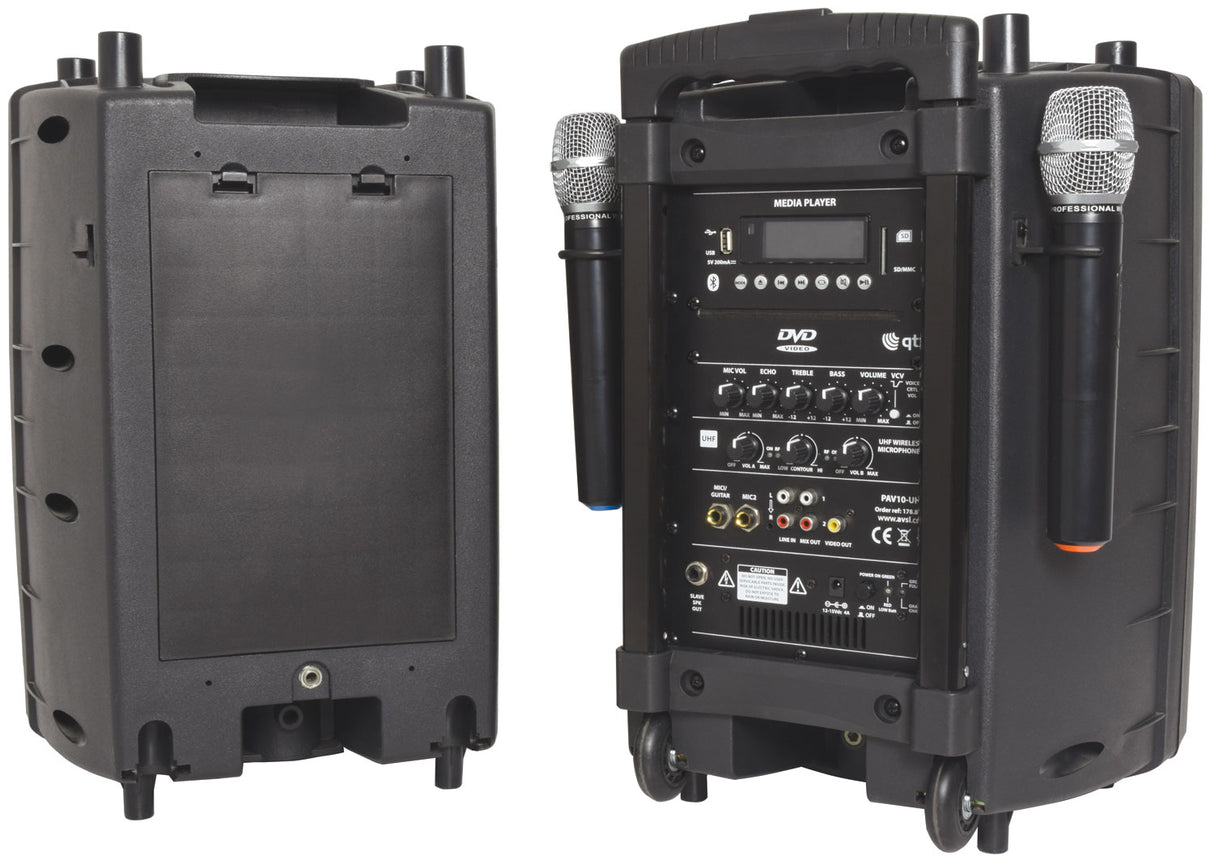 QTX PAV 10 Portable PA Set with UHF Mics - Bluetooth - Rechargeable Battery