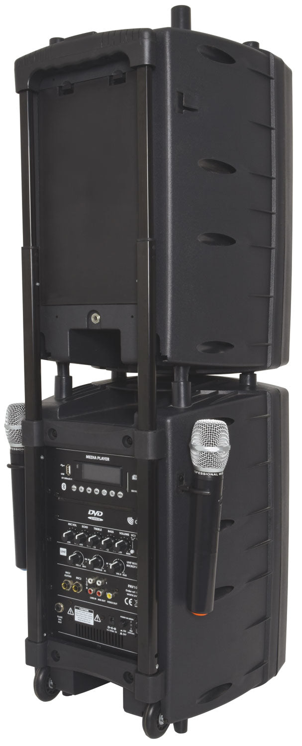 QTX PAV 10 Portable PA Set with UHF Mics - Bluetooth - Rechargeable Battery
