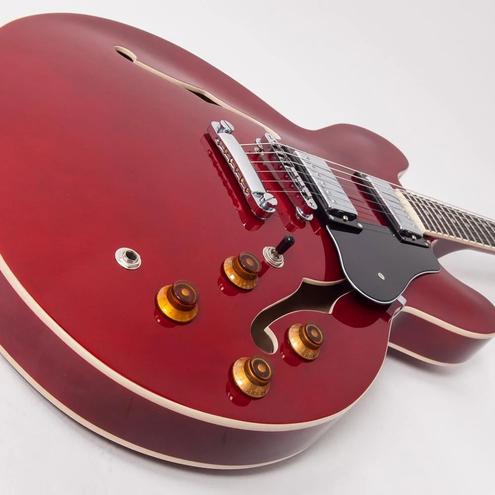 Vintage VSA500B ReIssued Cherry Red Semi Acoustic Guitar