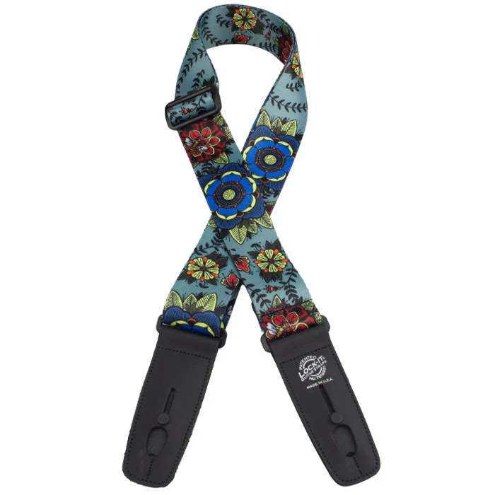 Lock-It 2in Poly Plush Flowers Guitar Strap