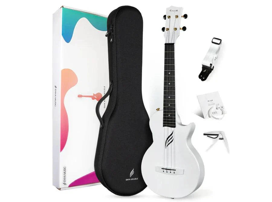 Enya Nova UE Pro Tenor Electro-Acoustic Ukulele Carbon Fibre White