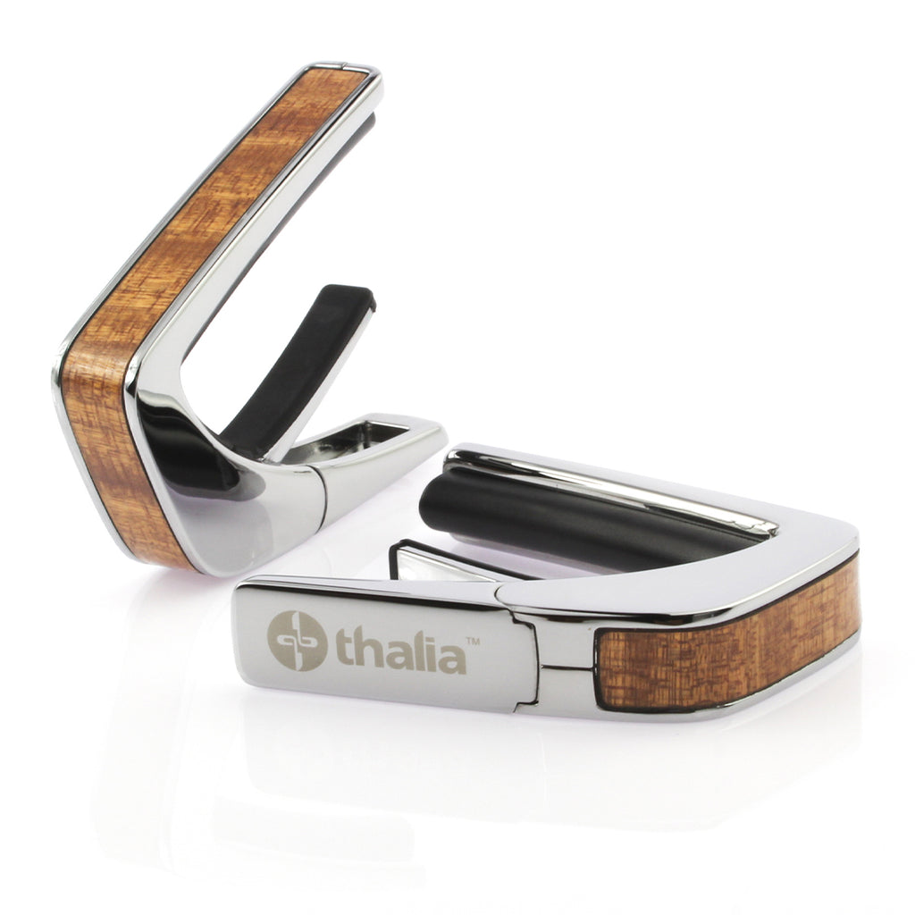 Thalia Exotic Series Wood Collection Capo - Chrome with Sapele Inlay