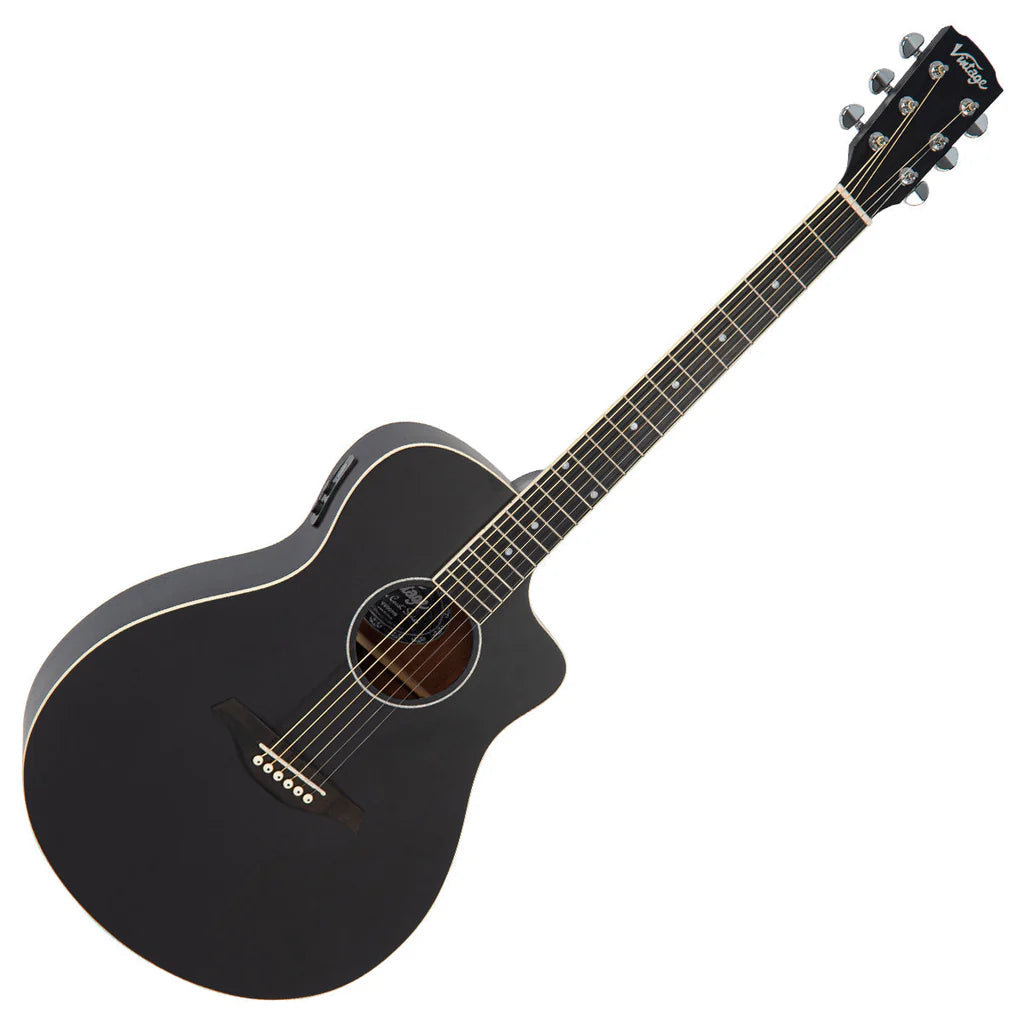 Vintage Pacific Coast Series Electro-Acoustic Guitar - Midnite Black