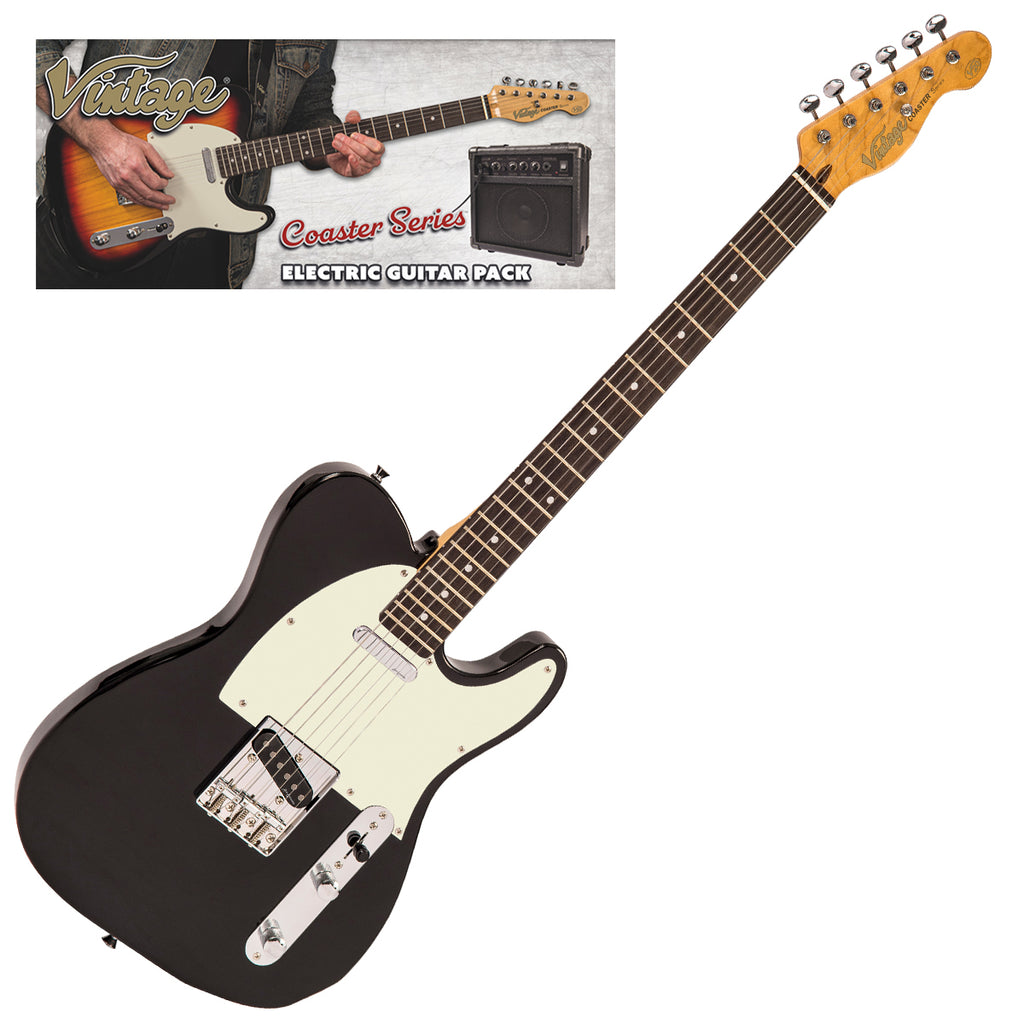 Vintage V20 Coaster Series Electric Guitar Pack - Boulevard Black