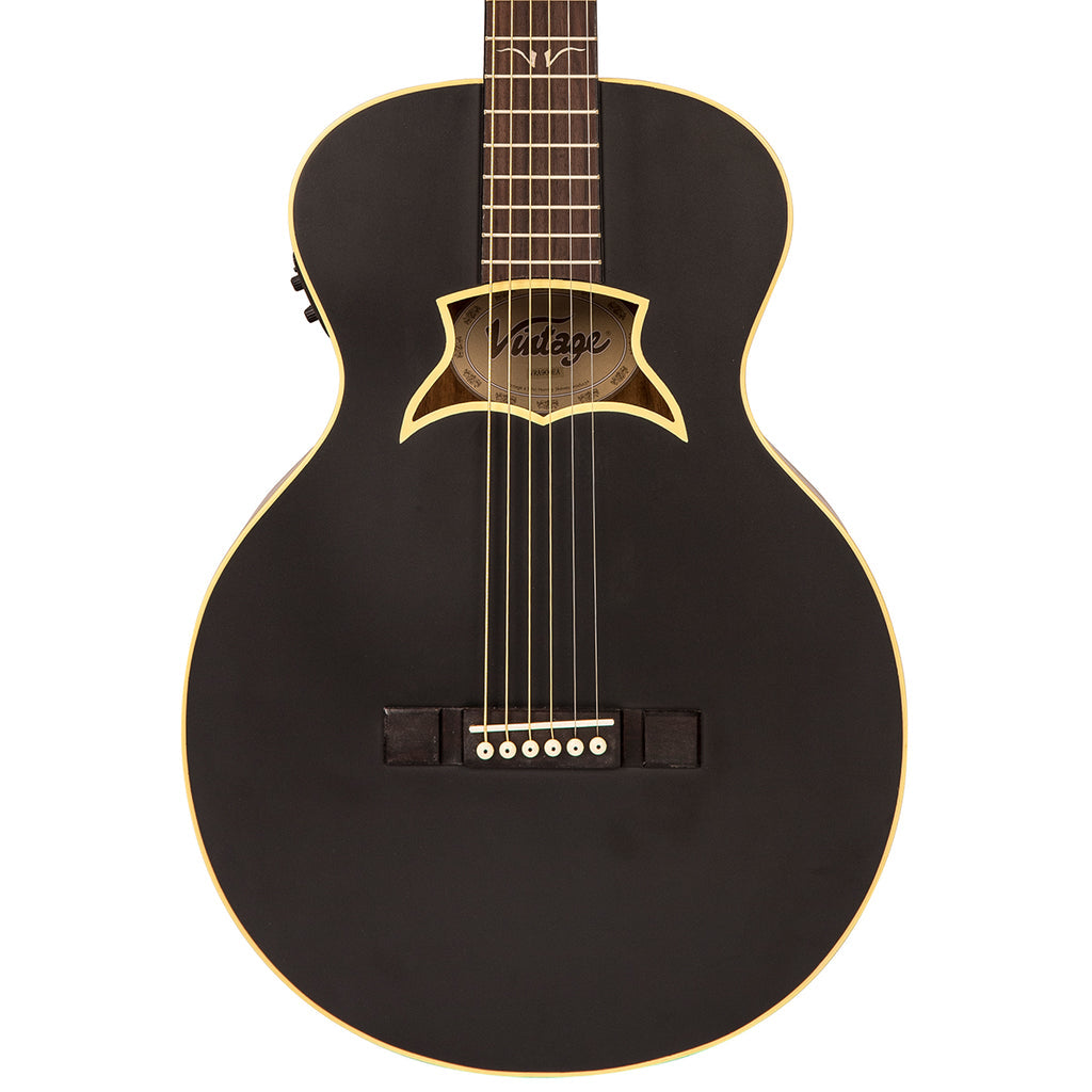 Vintage 'Raven' Paul Brett Electro-Acoustic Guitar Satin Black