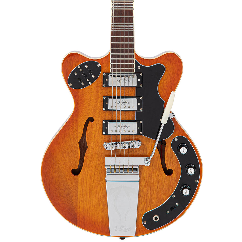 Vintage REVO Series Superthin Guitar Amberburst