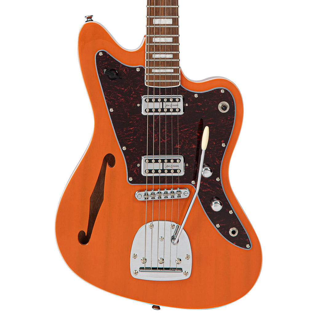Vintage REVO Series Surfmaster Thinline Twin Electric Guitar - Trans Orange