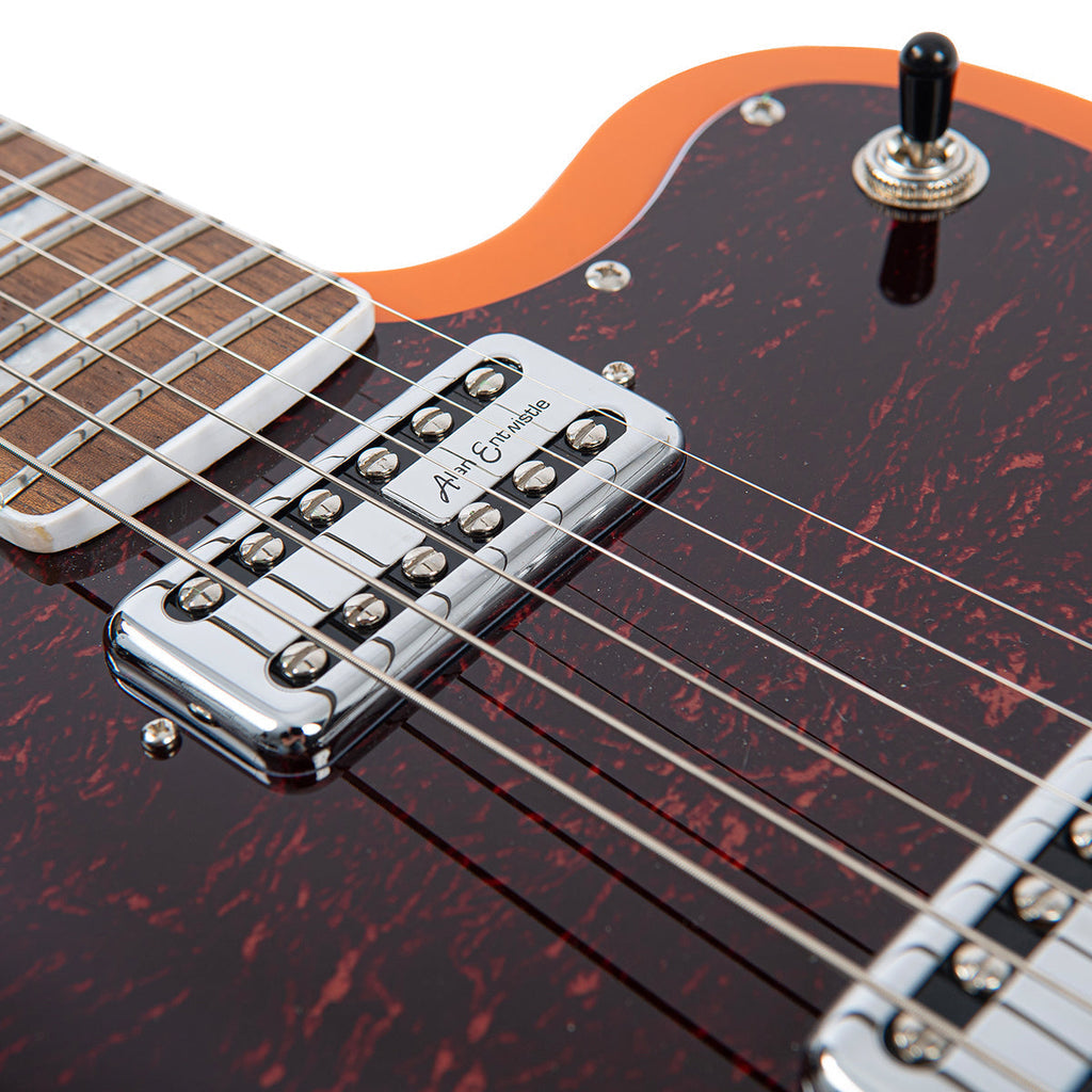 Vintage REVO Series Surfmaster Thinline Twin Electric Guitar - Trans Orange