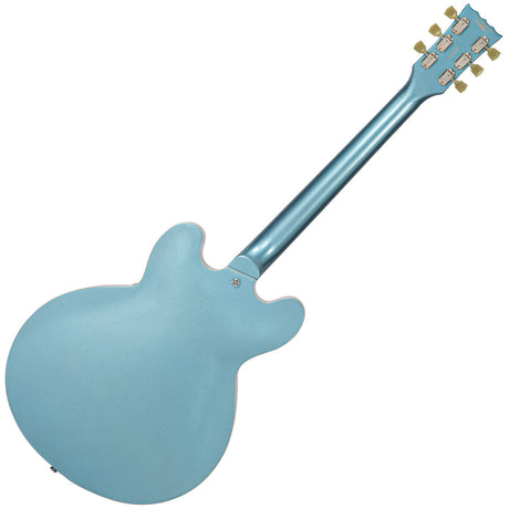 Vintage VSA500B ReIssued Semi Acoustic Guitar with Bigsby Gun Hill Blue