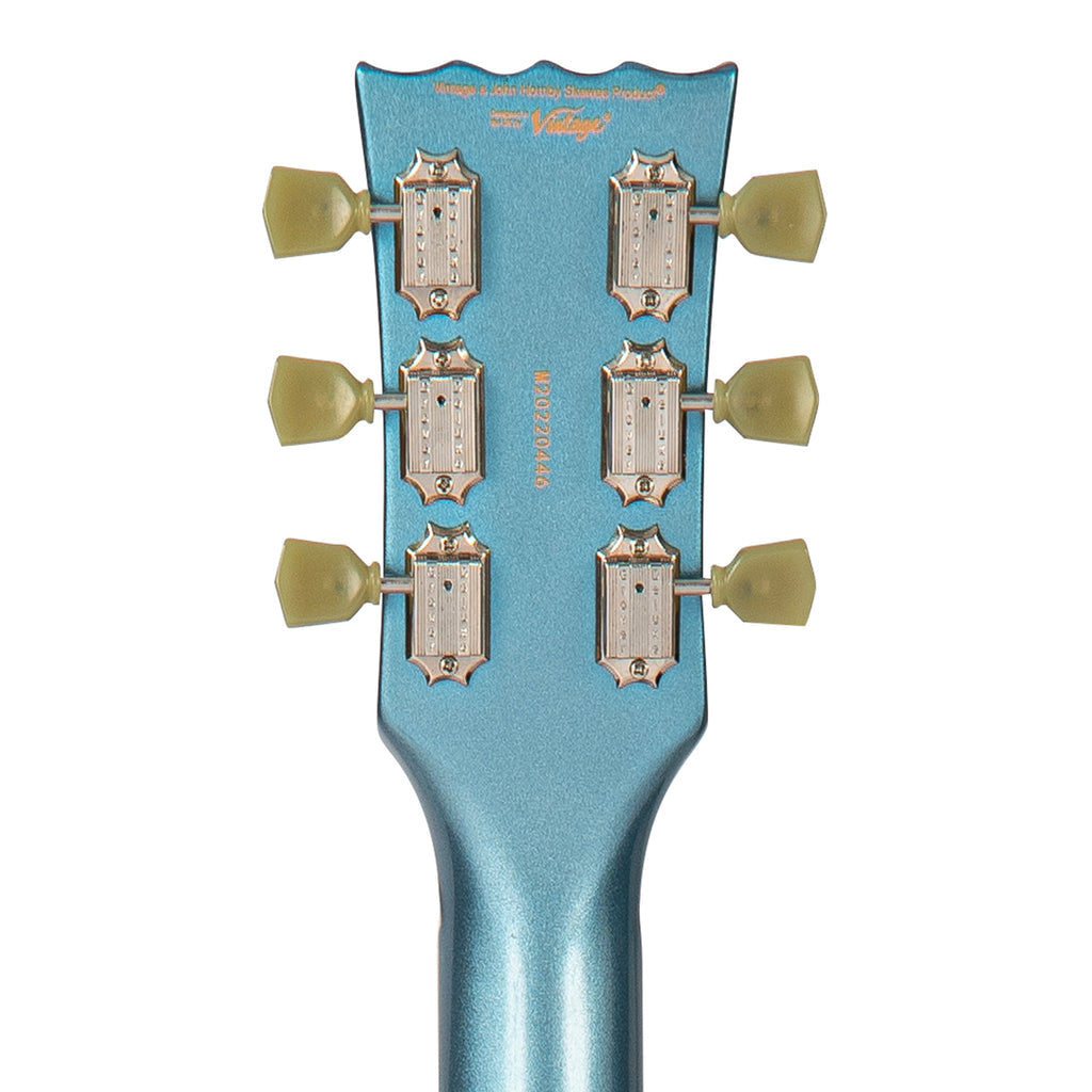 Vintage VSA500B ReIssued Semi Acoustic Guitar with Bigsby Gun Hill Blue