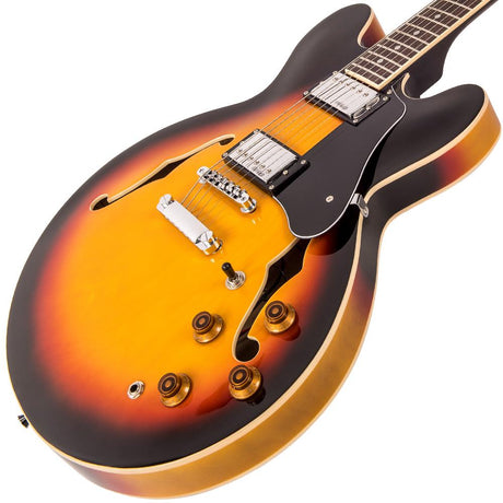 Vintage VSA500 Reissued Semi Acoustic Guitar Sunburst