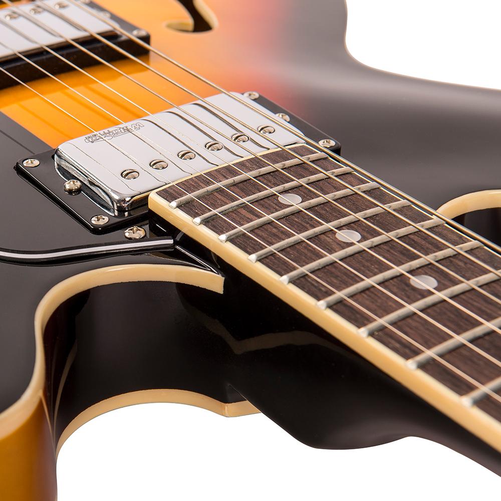 Vintage VSA500 Reissued Semi Acoustic Guitar Sunburst