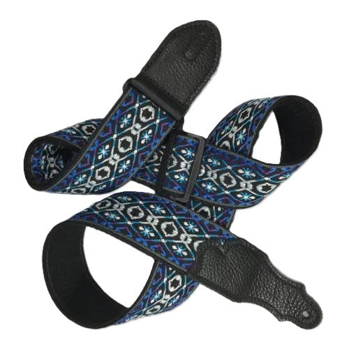 Franklin 2in Retro Folk Weave Guitar Strap - Blue/Purple