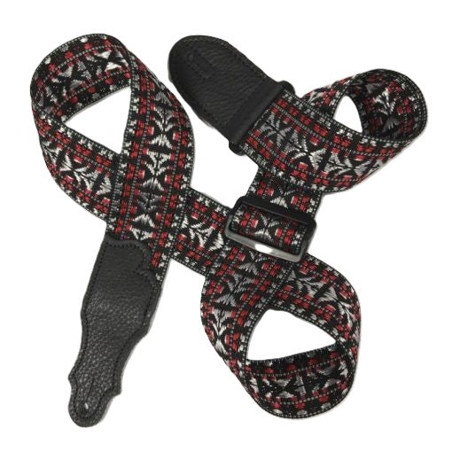Franklin 2in Woven Folk Guitar Strap - Red Pattern