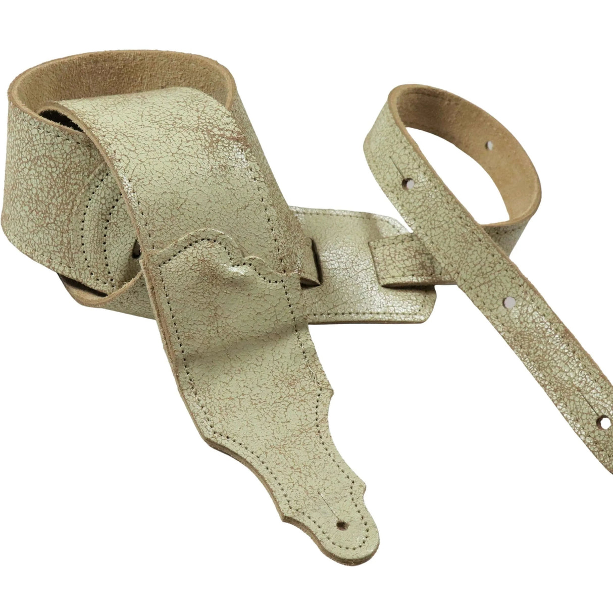 Franklin 2.5in Roadhouse Distressed Leather Guitar Strap - Cream with Natural Stitching