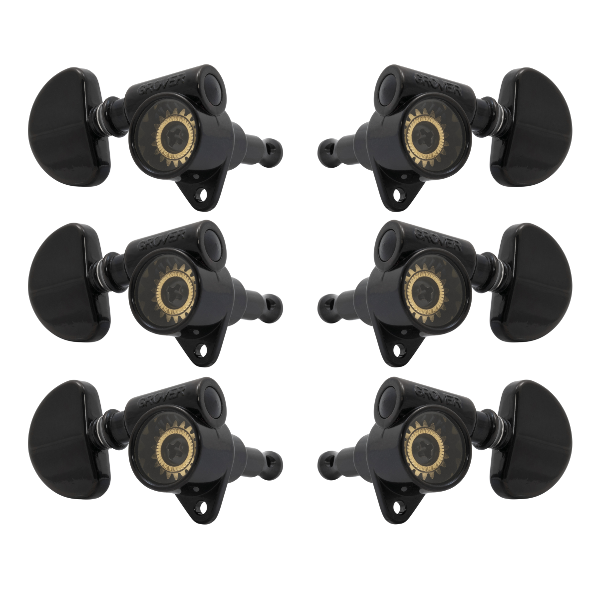 Grover Original Milk Bottle Style Rotomatics 102V Series Black Set 3+3 - Clear Cap