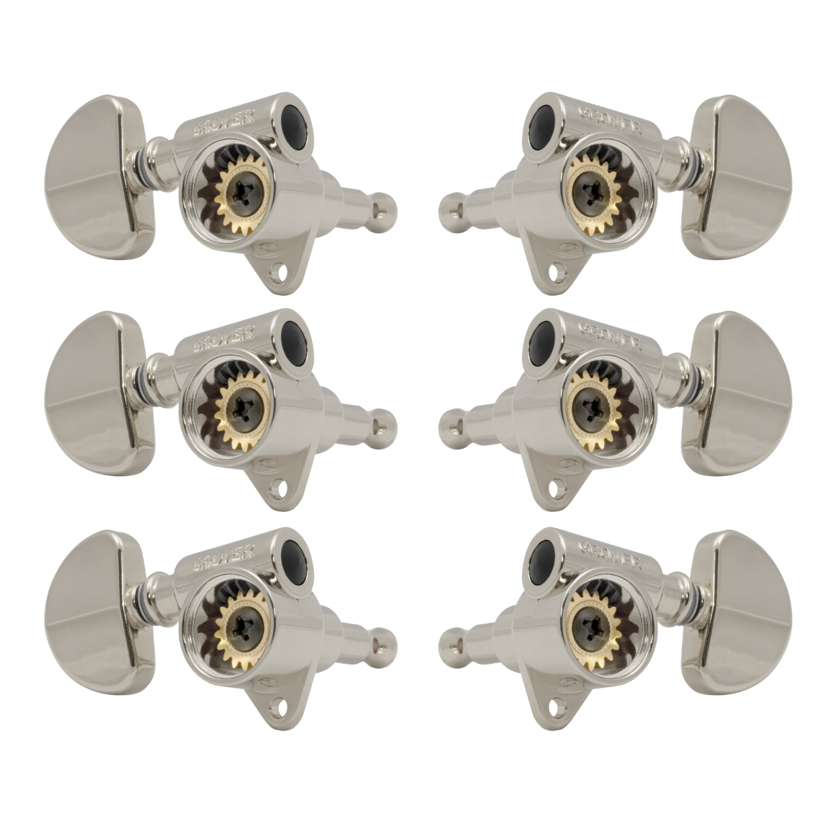 Grover Original Milk Bottle Style Rotomatics 102V Series Nickel Set 3+3 - Clear Cap
