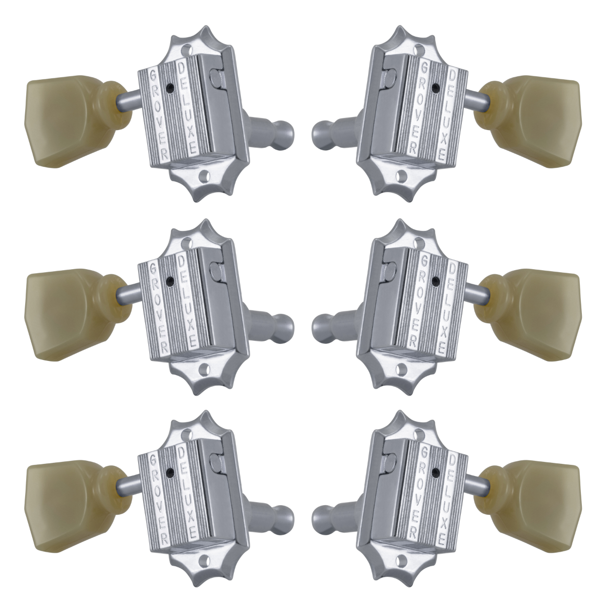 Grover Vintage 135 Series Chrome Set 3+3 - Plastic Keystone Buttons