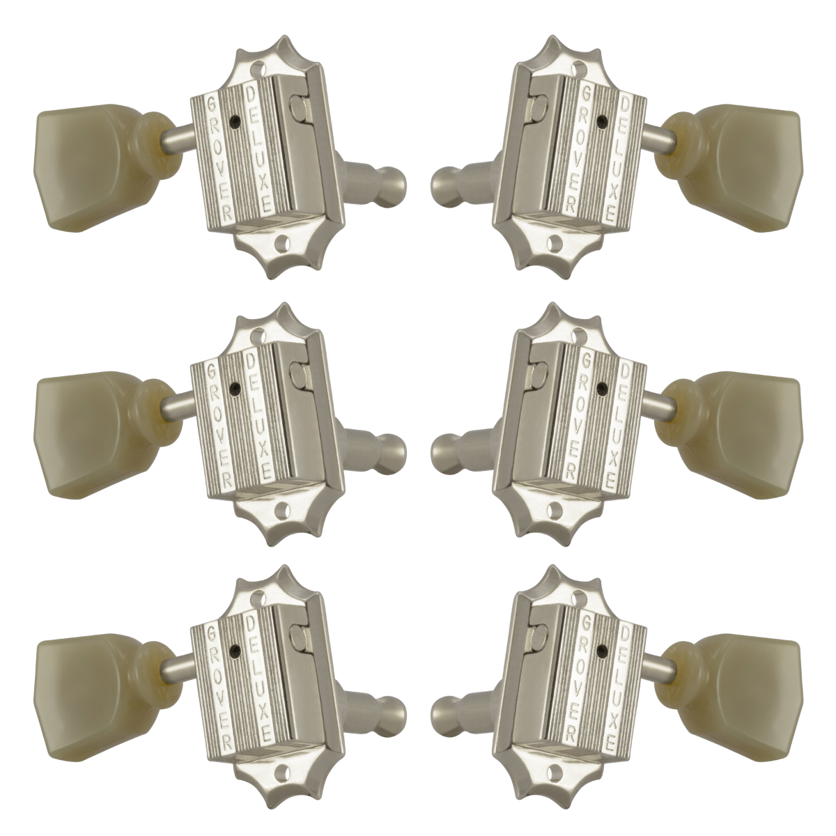 Grover Vintage 135 Series Nickel Set 3+3 - Plastic Keystone Buttons