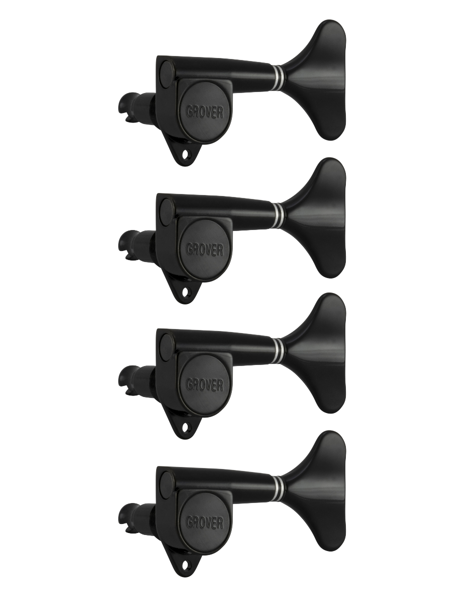 Grover Mini Bass 144 Series Black Chrome Set 4-In-Line
