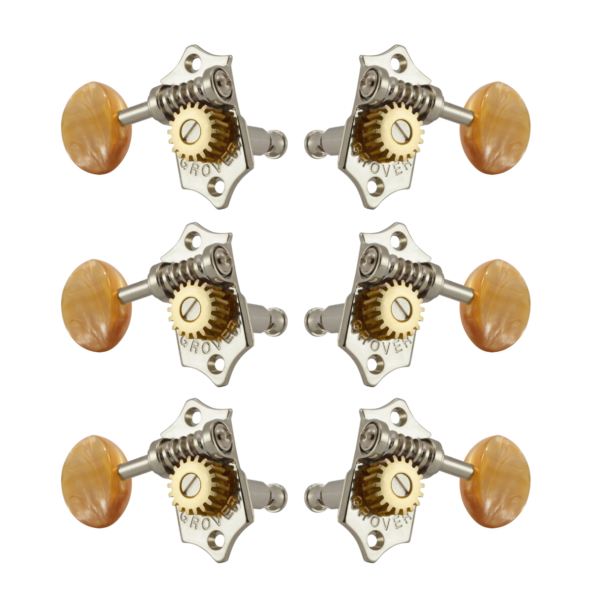Grover Sta-Tite 18:1 Vertical 97 Series Nickel Set 3 + 3 - Acrylic Buttons