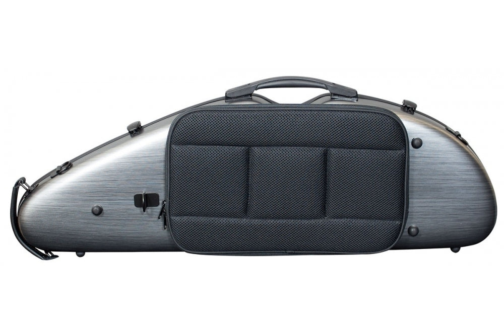 Hidersine Violin Case Polycarbonate Halfmoon Brushed Silver