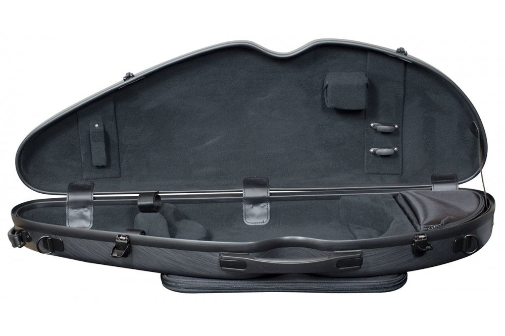 Hidersine Violin Case Polycarbonate Halfmoon Brushed Silver