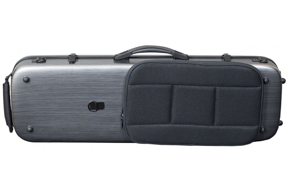 Hidersine Violin Case Polycarbonate Oblong Brushed Silver