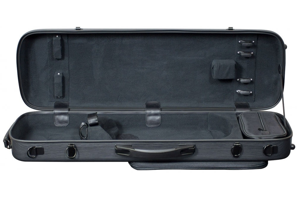 Hidersine Violin Case Polycarbonate Oblong Brushed Silver