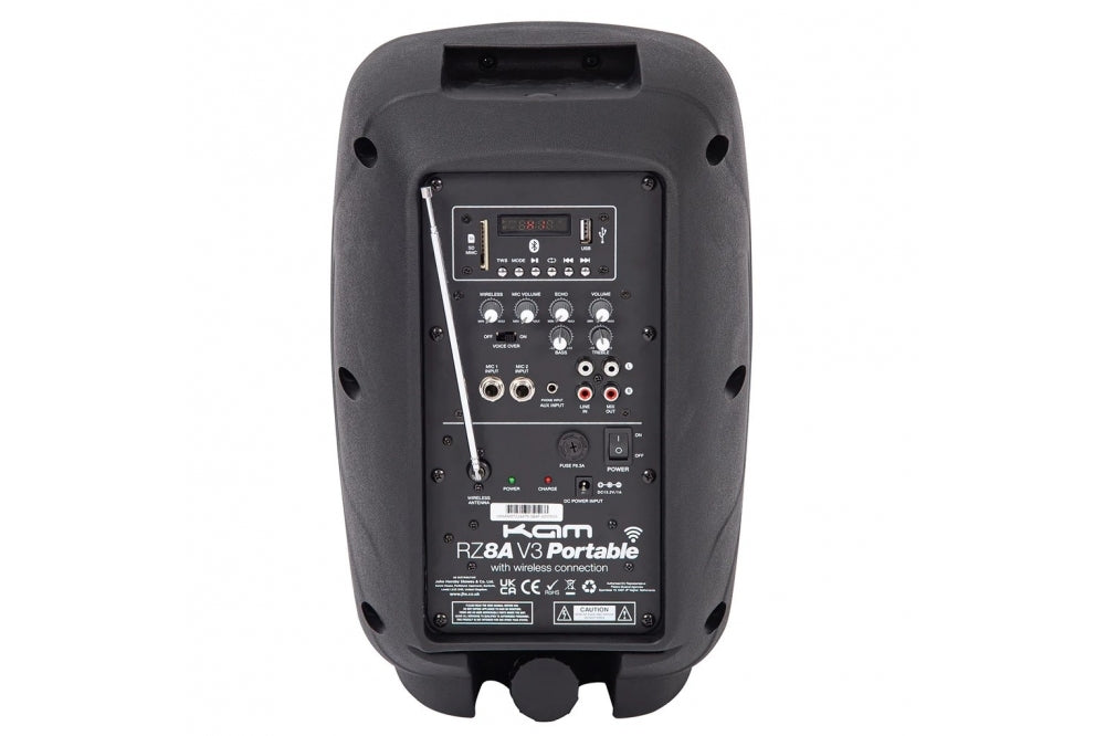 Kam RZ8AP Portable Bluetooth 8" PA Speaker Bundle