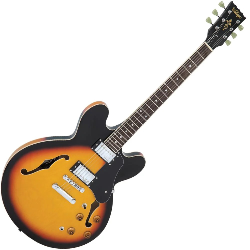 Vintage VSA500 Reissued Semi Acoustic Guitar Sunburst
