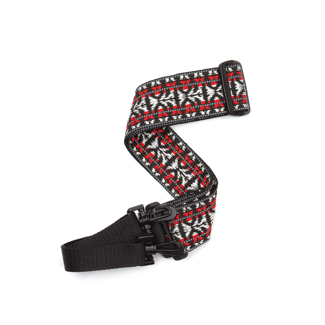 Woven Banjo Strap, Hootenanny, Red and Silver