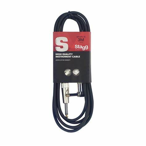 Stagg 3m/10ft 1/4in Jack-Jack Instrument Cable Angled